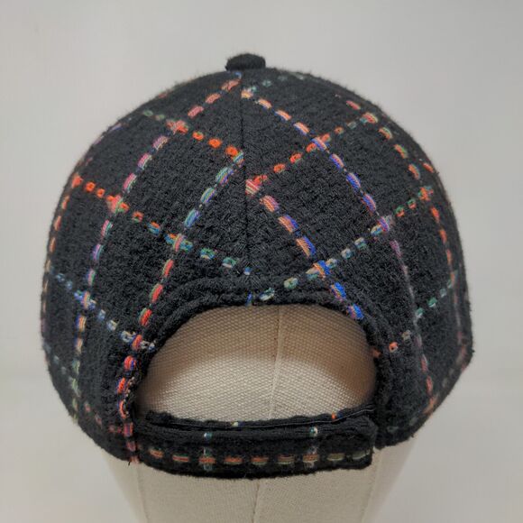 BP Women's Strapback Hat Black Rainbow Striped Adjustable Knit Pattern - Picture 6 of 11